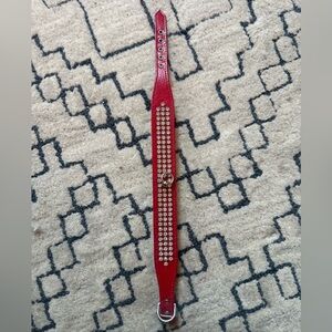 Red leather studded choker